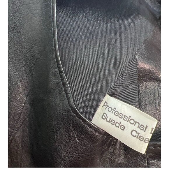 Beged-Or Black Leather Couturier Fine Leather Italia Biker Vest Sz 6 1980s 80s - Picture 7 of 7